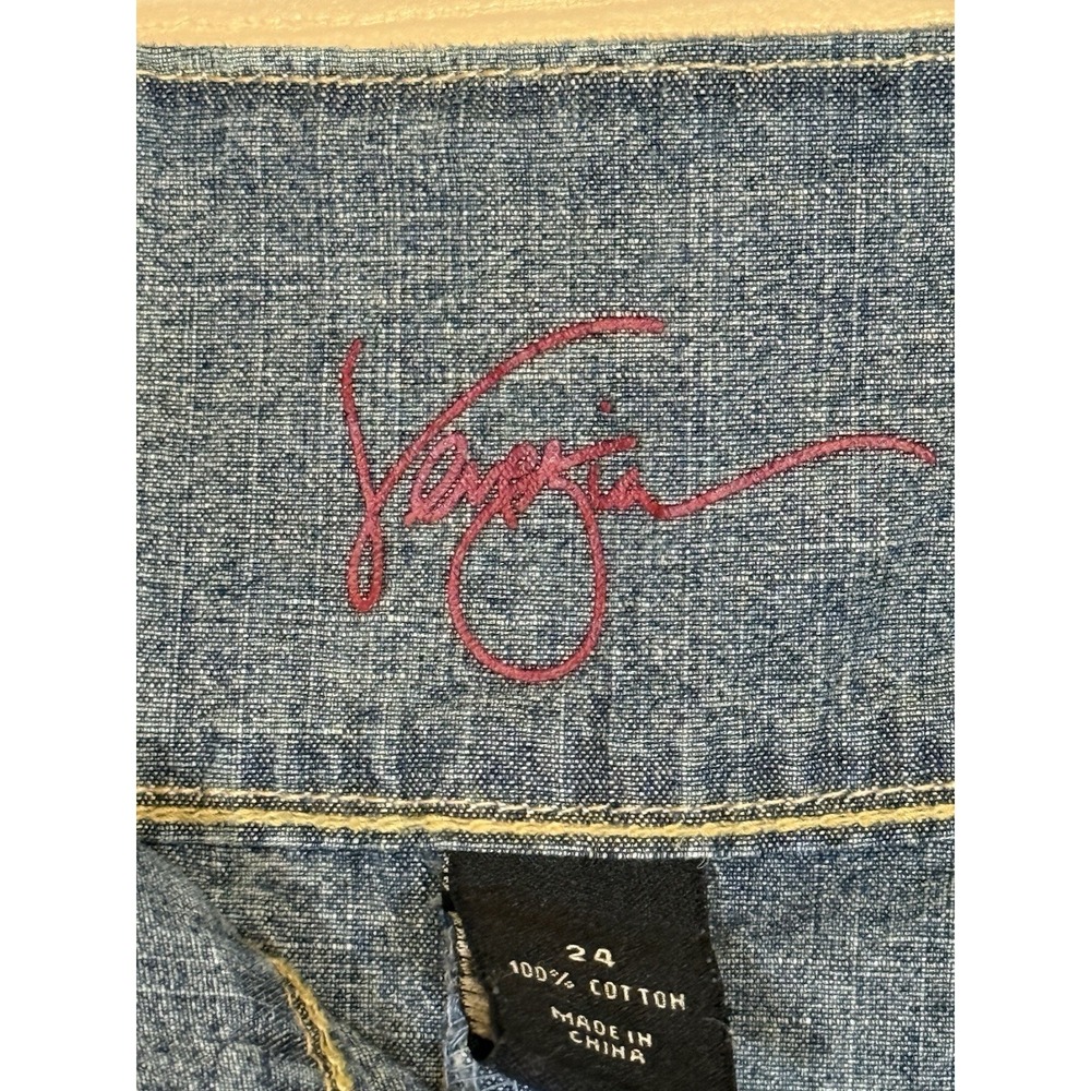 Vtg Denim Skirt 24 Boho 90s Western Festival Hippie Modest Y2K Modest Cowgirl - Picture 5 of 8
